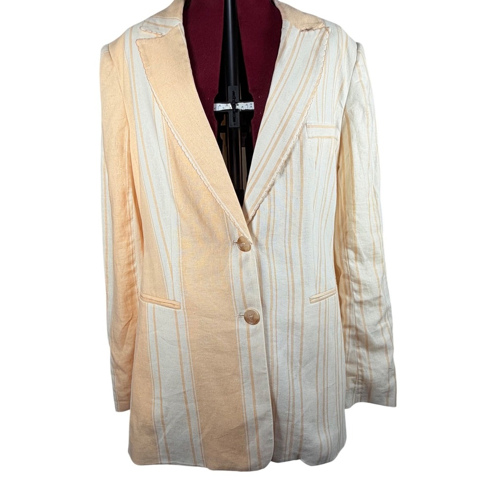 Sam Edelman Enola Variegated Stripe Linen Blend Jacket Women's (M) Quiet  Luxury